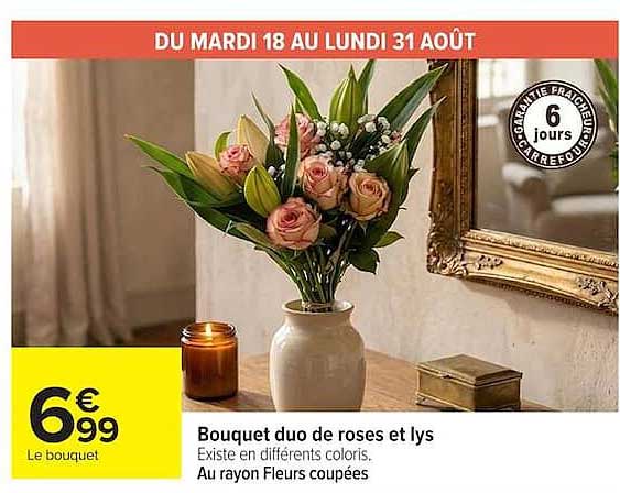 Bouquet duo de roses et lys