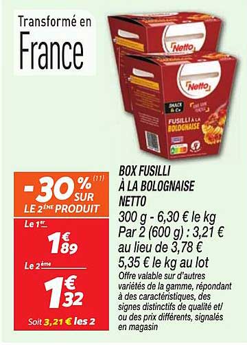BOX FUSILLI À LA BOLOGNAISE NETTO
