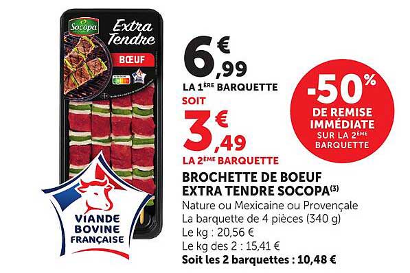 BROCHETTE DE BOEUF EXTRA TENDRE SOCOPA