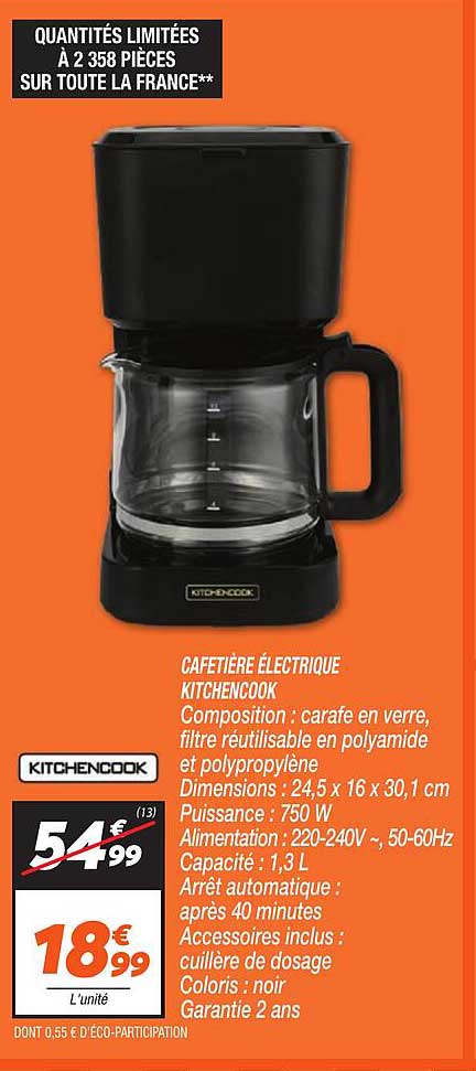CAFETIÈRE ÉLECTRIQUE KITCHENCOOK