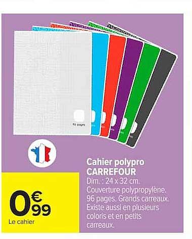 Cahier polypro CARREFOUR
