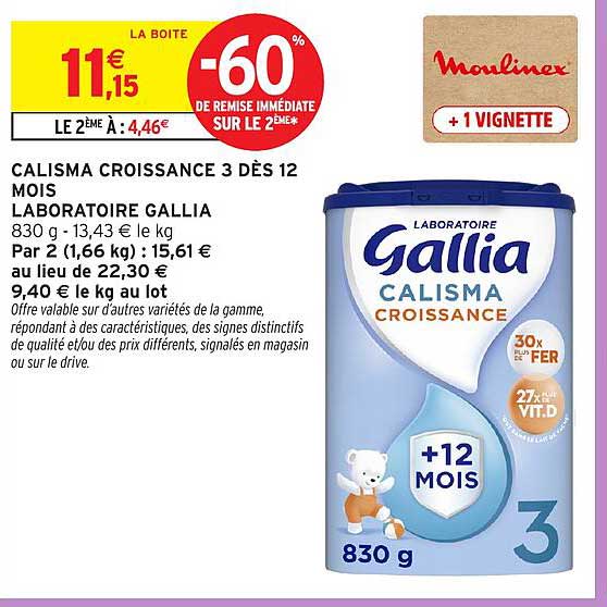 CALISMA CROISSANCE 3 DÈS 12 MOIS LABORATOIRE GALLIA
