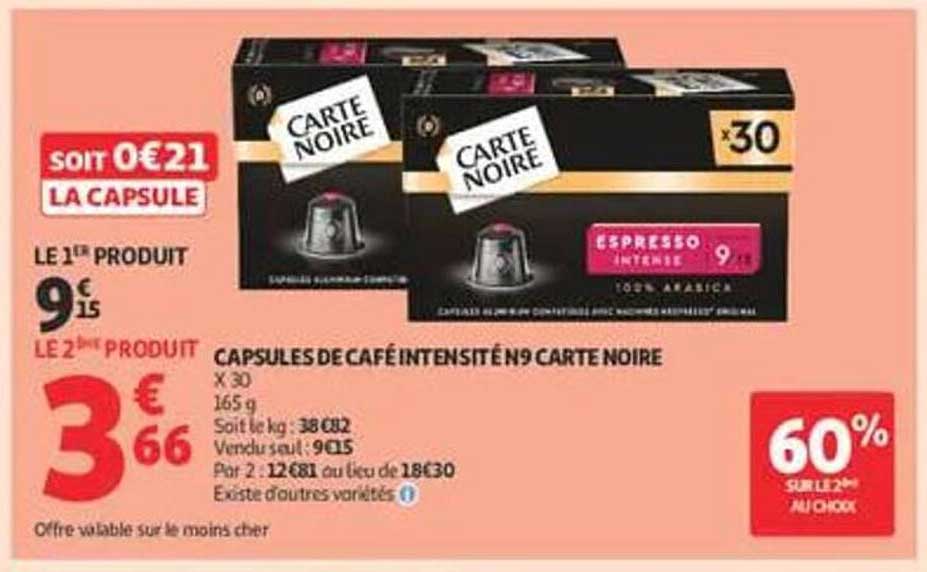 CAPSULES DE CAFÉ INTENSITÉ N°9 CARTE NOIRE