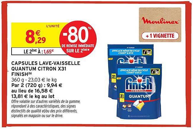 CAPSULES LAVE-VAISSELLE QUANTUM CITRON X31 FINISH