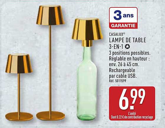 CASALUX® LAMPE DE TABLE 3-EN-1