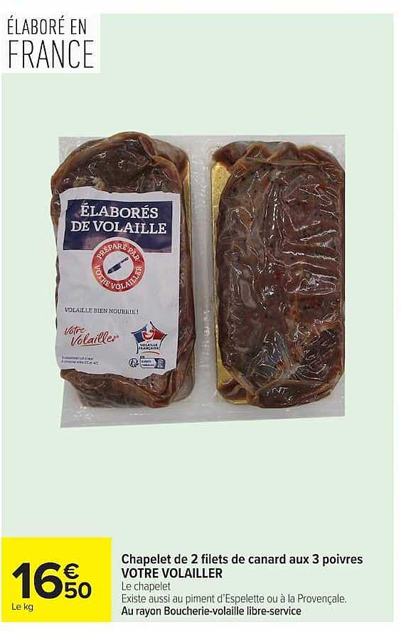 Chapelet de 2 filets de canard aux 3 poivres VOTRE VOLAILLER