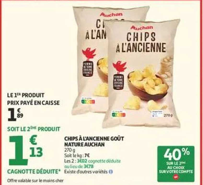 Chips à l'ancienne goût nature Auchan