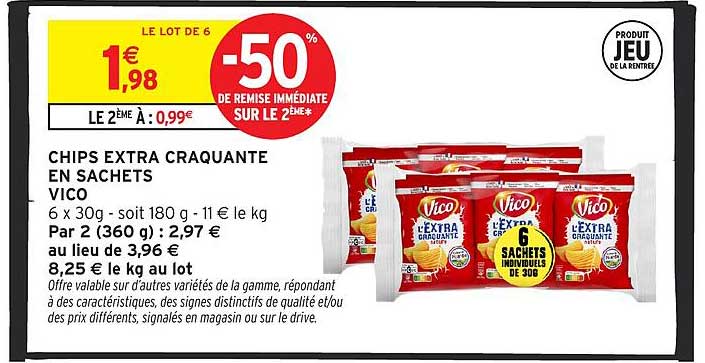 CHIPS EXTRA CROQUANTE EN SACHETS VICO