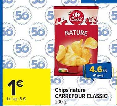Chips nature CARREFOUR CLASSIC'