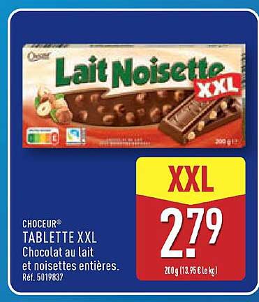 CHOCEUR® TABLETTE XXL Chocolat au lait et noisettes entières.