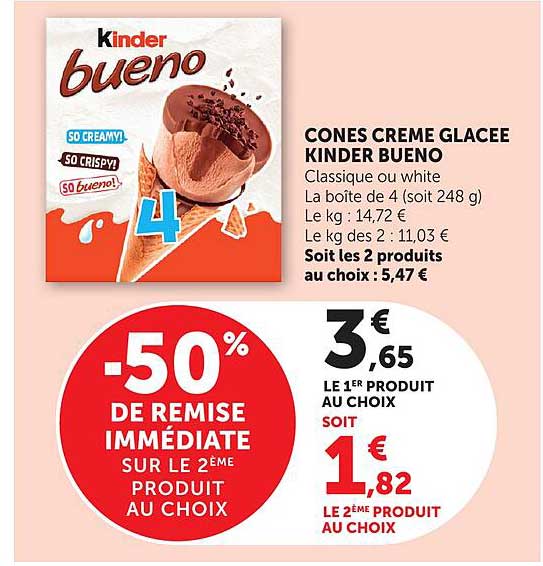 CONES CREME GLACEE KINDER BUENO