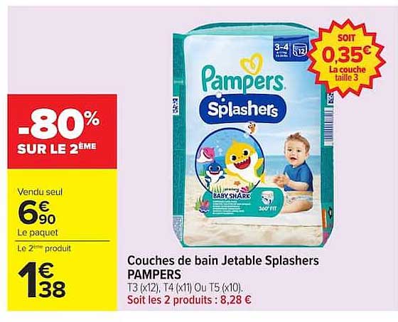 Couches de bain Jetable Splashers PAMPERS