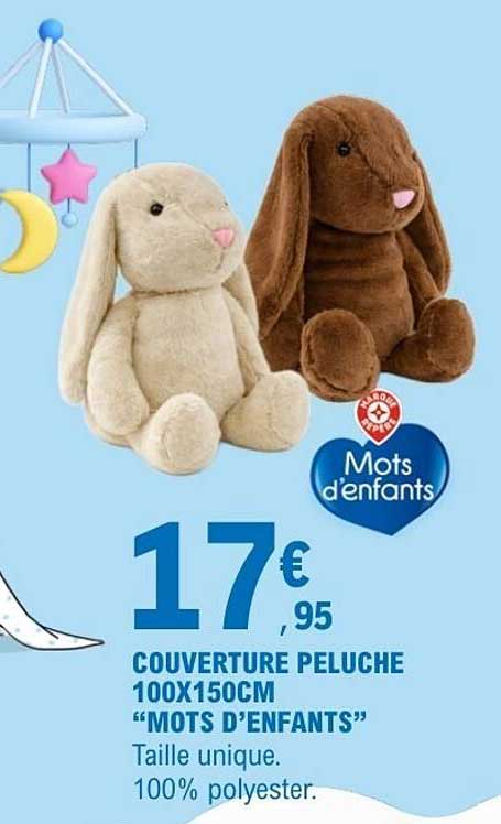 COUVERTURE PELUCHE 100X150CM “MOTS D’ENFANTS”