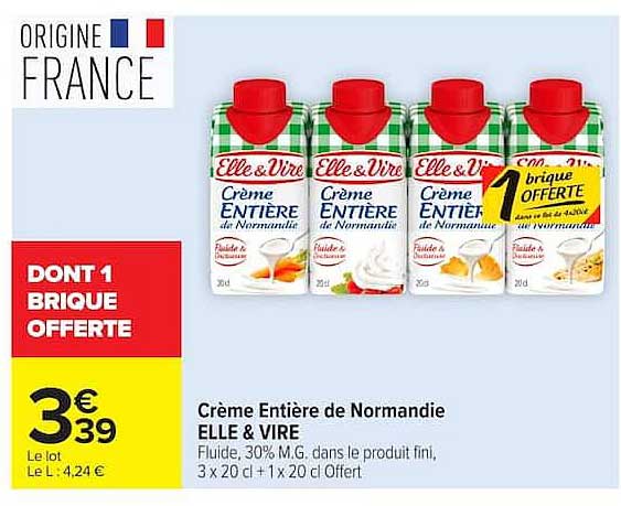 Crème Entière de Normandie ELLE & VIRE