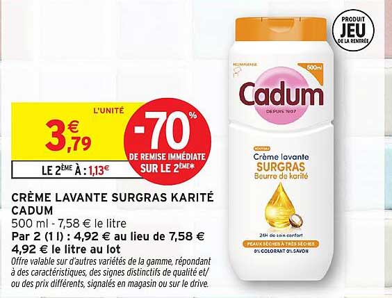 CRÈME LAVANTE SURGRAS KARITÉ CADUM