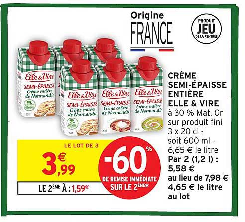 CRÈME SEMI-ÉPAISSE ENTIÈRE ELLE & VIRE