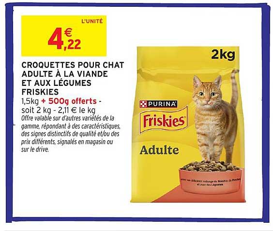CROQUETTES POUR CHAT ADULTE À LA VIANDE ET AUX LÉGUMES FRISKIES