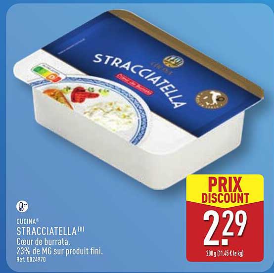 CUCINA STRACCIATELLA (B) Cœur de burrata. 23% de MG sur produit fini. Réf. 5024970