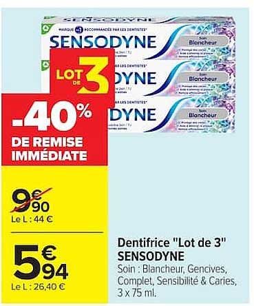 Dentifrice "Lot de 3" SENSODYNE
