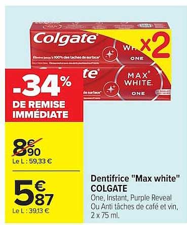 Dentifrice "Max white" COLGATE
