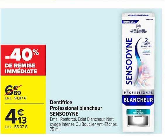 Dentifrice Professional blancheur SENSODYNE