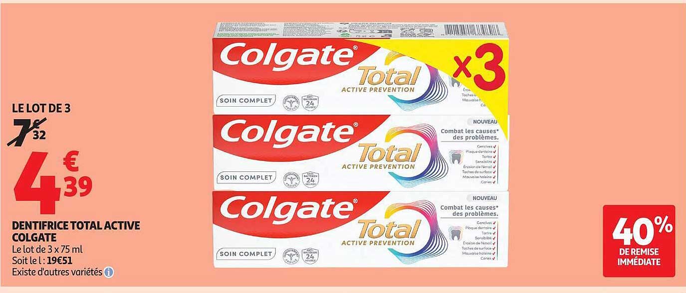 DENTIFRICE TOTAL ACTIVE COLGATE