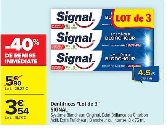 Dentifrices "Lot de 3" SIGNAL - Système Blancheur