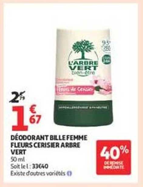 DÉODORANT BILLE FEMME FLEURS CERISIER ARBRE VERT