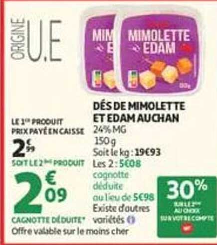 DÈS DE MIMOLETTE ET EDAM AUCHAN