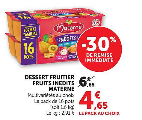 DESSERT FRUITIER FRUITS INEDITS MATERNE