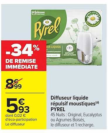 Diffuseur liquide répulsif moustiques PYREL