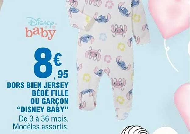 DORS BIEN JERSEY BÉBÉ FILLE OU GARÇON “DISNEY BABY”