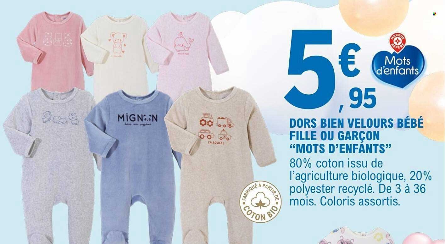 DORS BIEN VELOURS BÉBÉ FILLE OU GARÇON “MOTS D’ENFANTS”