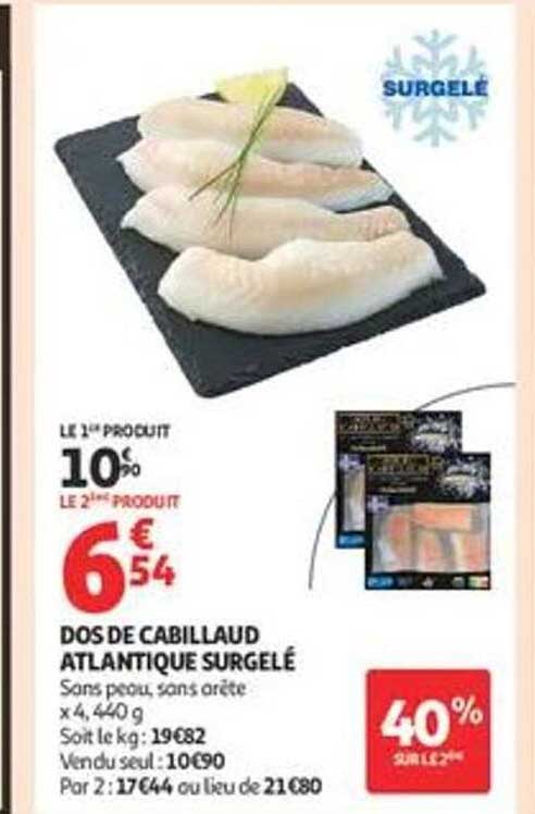 DOS DE CABILLAUD ATLANTIQUE SURGELÉ