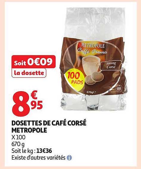 DOSETTES DE CAFÉ CORSE METROPOLE