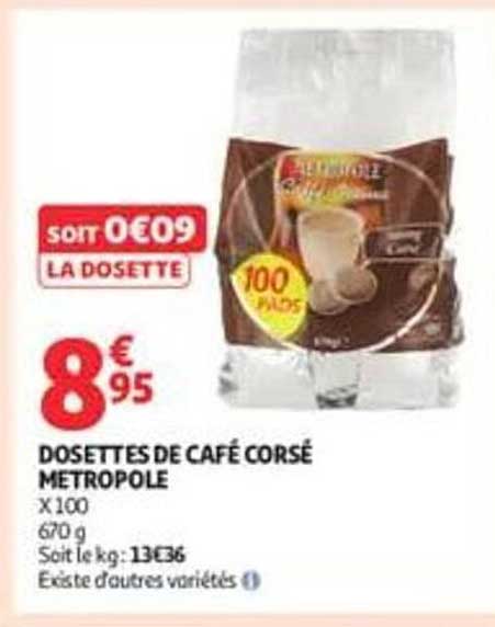 DOSETTES DE CAFÉ CORSE METROPOLE X100
