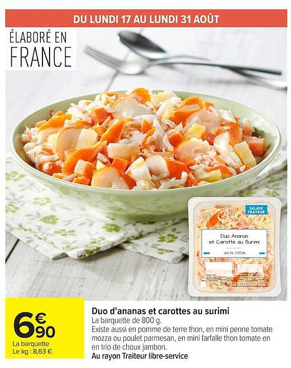 Duo d'ananas et carottes au surimi