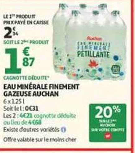 EAU MINÉRALE FINEMENT GAZEUSE AUCHAN