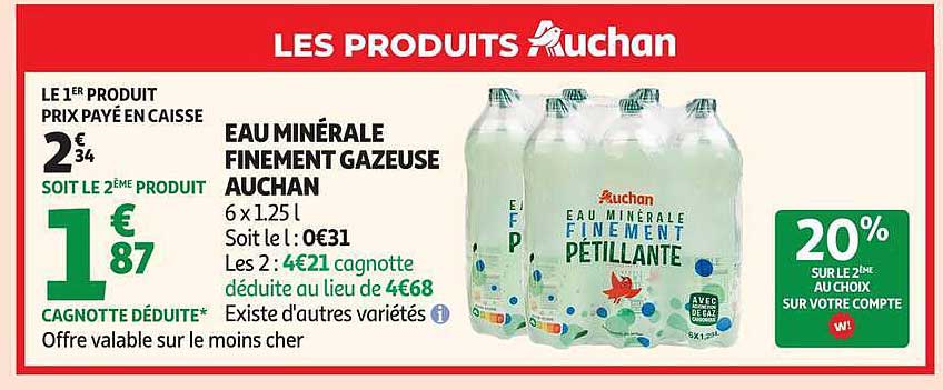 EAU MINÉRALE FINEMENT GAZEUSE AUCHAN