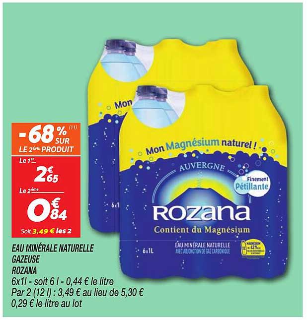 EAU MINÉRALE NATURELLE GAZEUSE ROZANA 6x1l