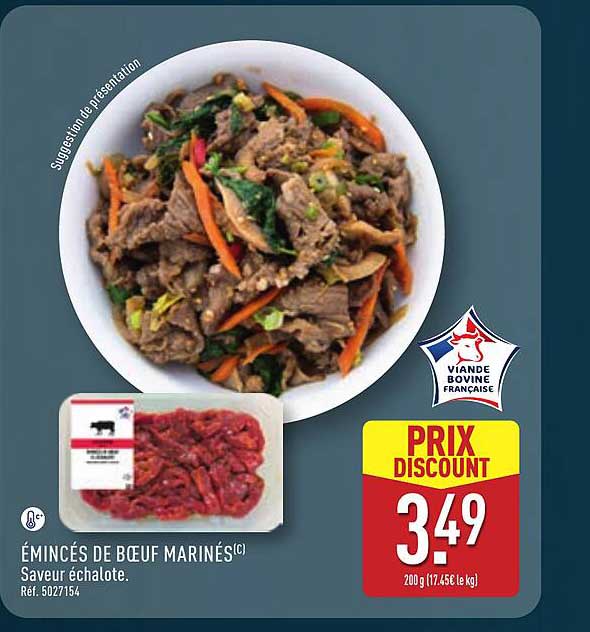ÉMINCÉS DE BOEUF MARINÉS(c) Saveur échalote.