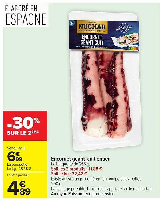 Encornet géant cuit entier