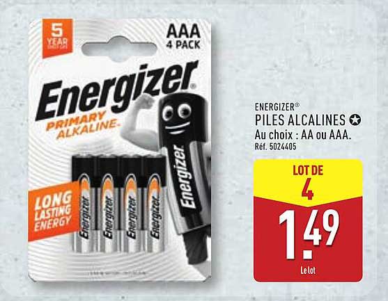 ENERGIZER® PILES ALCALINES Au choix : AA ou AAA. Réf. 5024405
