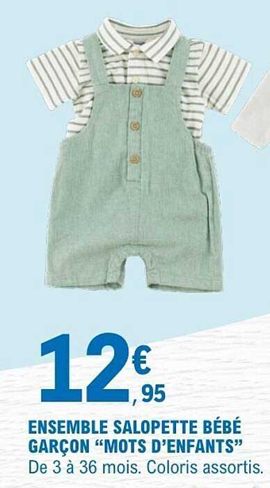 ENSEMBLE SALOPETTE BÉBÉ GARÇON “MOTS D’ENFANTS”