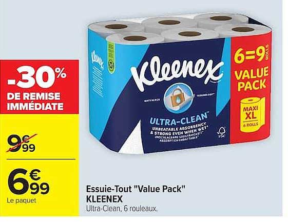 Essuie-Tout "Value Pack" KLEENEX Ultra-Clean, 6 rouleaux.