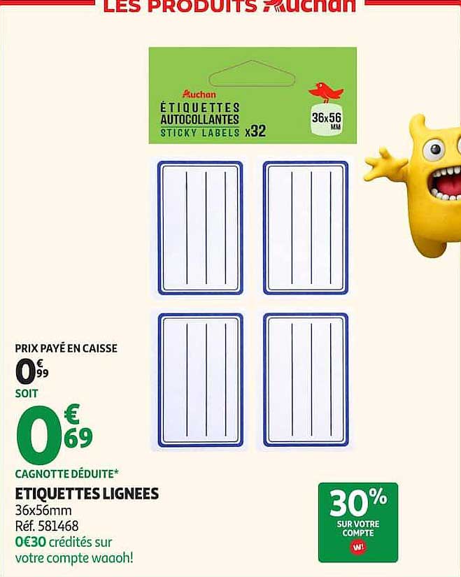 ÉTIQUETTES AUTOCOLLANTES STICKY LABELS x32 36x56 mm