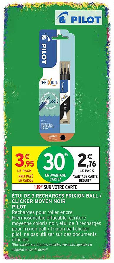 ÉTUI DE 3 RECHARGES FRIXION BALL / CLICKER MOYEN NOIR PILOT