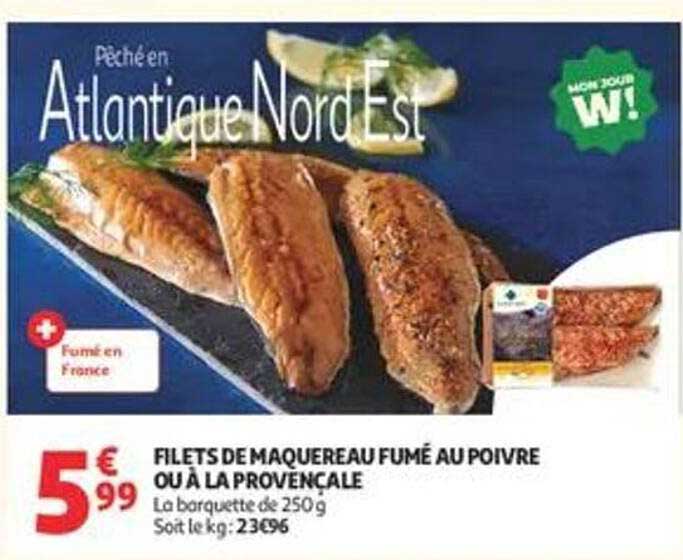 Filets de maquereau fumé au poivre ou à la provençale