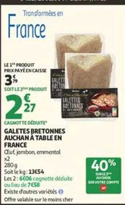 GALETTES BRETONNES AUCHAN A TABLE EN FRANCE