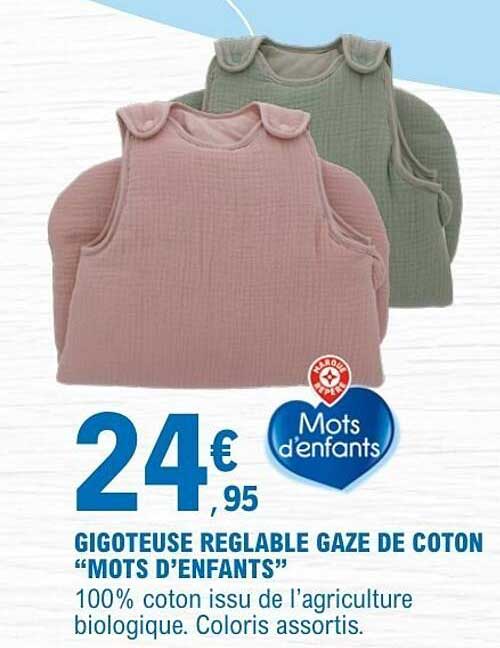 GIGOTEUSE REGLABLE GAZE DE COTON “MOTS D’ENFANTS”